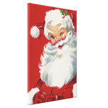 Vintage Christmas, Jolly Santa Claus Winking Canvas Prints