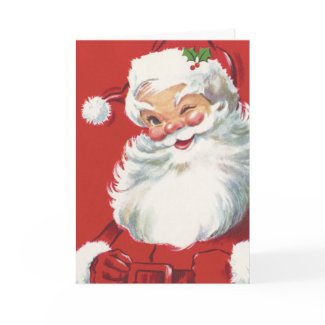 Vintage Christmas, Jolly Santa Claus Winking card
