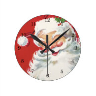 Vintage Christmas, Jolly Santa Claus Winking Wallclock