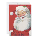 Vintage Christmas, Jolly Santa Claus Winking Invitation