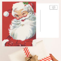 Vintage Christmas, Jolly Santa Claus Winking Postcards