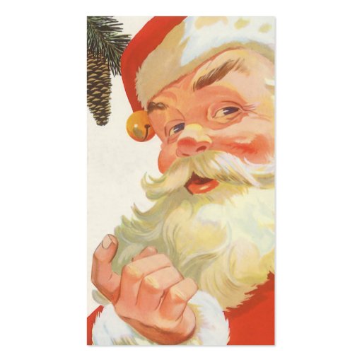 Vintage Christmas, Jolly Santa Claus with a Secret Business Card Templates (front side)