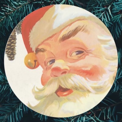 Vintage Christmas, Jolly Santa Claus with a Secret Round Sticker