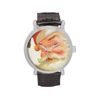 Vintage Christmas, Jolly Santa Claus with a Secret Wrist Watch