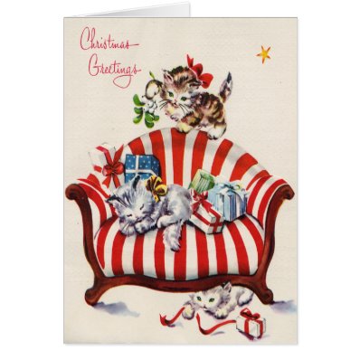 Vintage Christmas Kittens Greeting Cards