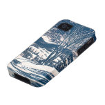 Vintage Christmas Landscape, Snow Trees Mountains iPhone 4/4S Covers