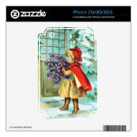 Vintage Christmas Little Girl & Violets Skin For iPhone 3
