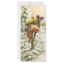 Vintage Christmas Mailbox; Christmas Presents Rack Card Design