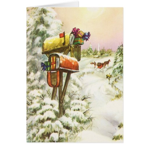 Christmas Card With Snowy Landscape Stock Photo - Image ...