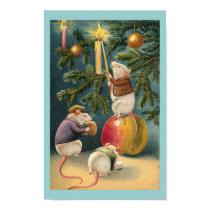Vintage Christmas Mice Poster posters