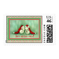 Vintage Christmas Mice with Red Hats Postage