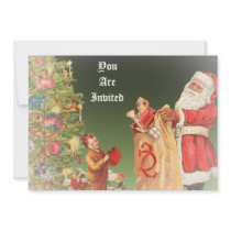 Vintage Christmas Morning Custom Invitations