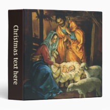 Vintage Christmas Nativity, Baby Jesus in Manger 3 Ring Binder
