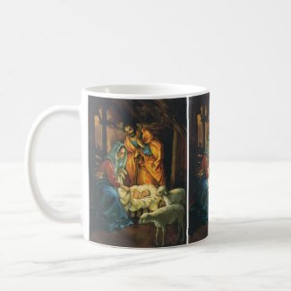 Vintage Christmas Nativity, Baby Jesus in Manger Coffee Mugs