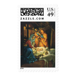 Vintage Christmas Nativity, Baby Jesus in Manger Stamp