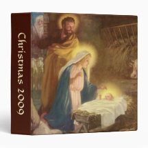 Vintage Christmas Nativity, Mary Joseph Baby Jesus Binders