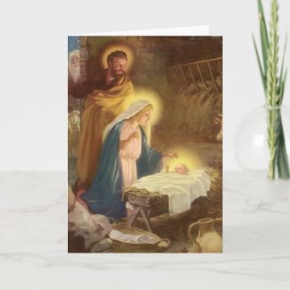 Vintage Christmas Nativity, Mary Joseph Baby Jesus Card