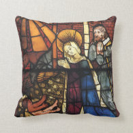 Vintage Christmas Nativity Scene in Stained Glass Pillows