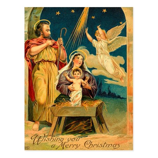 Vintage Christmas Nativity Scene Postcard Zazzle