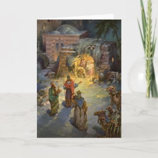 Vintage Christmas, Nativity, Visiting Magi Manger Greeting Cards