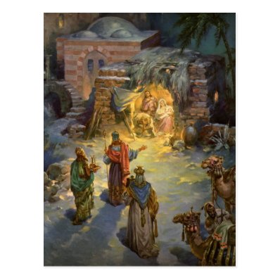 Vintage Christmas, Nativity, Visiting Magi Manger Post Cards