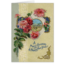 Vintage Christmas/New Year Floral Bethlehem Scene cards