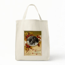 Vintage Christmas Organic Grocery Tote Canvas Bags