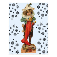 Vintage Christmas Pirate Girl Postcard