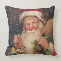Vintage Christmas Postcard Image (Reproduction) Throw Pillow