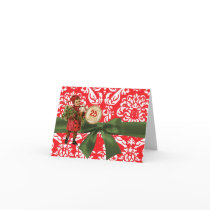 Vintage Christmas Red Damask Note Card cards