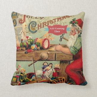 Vintage Christmas Retro Xmas Personalized Throw Pillow