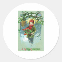 Vintage Christmas Round Stickers