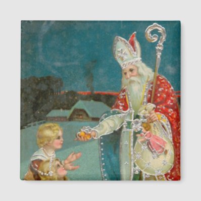 Vintage Christmas Saint Nicholas Refrigerator Magnet