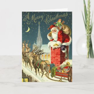 Vintage Christmas Santa Card card