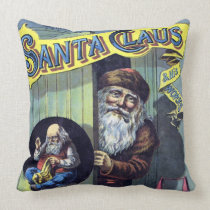 Vintage Christmas, Santa Claus and His Works Throw Pillows