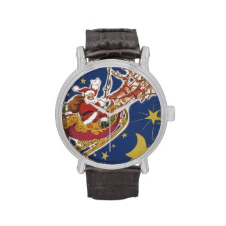 Vintage Christmas, Santa Claus Flying His Sleigh Watches