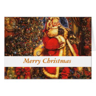Vintage Christmas Santa Claus happy holiday gift. Greeting Cards