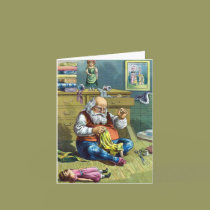 Vintage Christmas, Santa Claus Making Toy Dolls cards