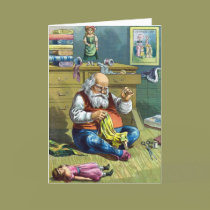 Vintage Christmas, Santa Claus Making Toy Dolls cards