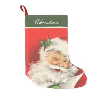 Vintage Christmas Santa Claus Personalized Small Christmas Stocking