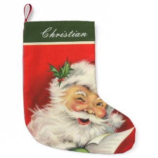 Vintage Christmas Santa Claus Personalized Small Christmas Stocking