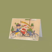 Vintage Christmas; Santa Claus Riding a Bicycle cards