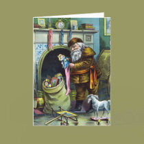 Vintage Christmas, Santa Claus Stockings Fireplace cards