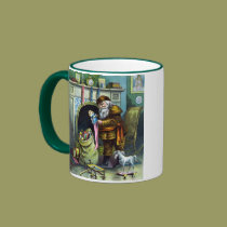 Vintage Christmas, Santa Claus Stockings Fireplace mugs