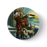 Vintage Christmas Santa Claus Telescope Dog Sunset Pinback Buttons