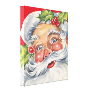Vintage Christmas Santa Claus with Holly wrappedcanvas