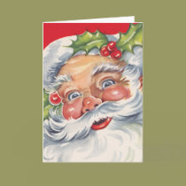 Vintage Christmas Santa Claus with Holly cards