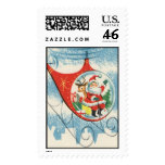 Vintage Christmas - Santa in a Helicopter postage