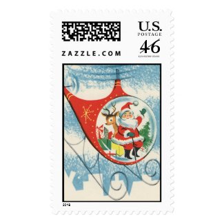 Vintage Christmas - Santa in a Helicopter stamp
