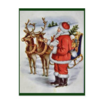 Vintage Christmas Santa Sleigh Reindeer postcards by ChristmasByDezign Vintage Christmas Santa Sleigh Reindeer postcards